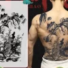 Full Back Chest Herbal Juice Ink Semi-permanent Tattoo Stickers 7-15 Days Long Lasting Temporary Fake Tattoo Totem Men Adult - Image 31