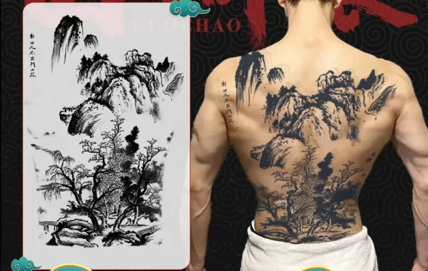 Full Back Chest Herbal Juice Ink Semi-permanent Tattoo Stickers 7-15 Days Long Lasting Temporary Fake Tattoo Totem Men Adult - Image 31