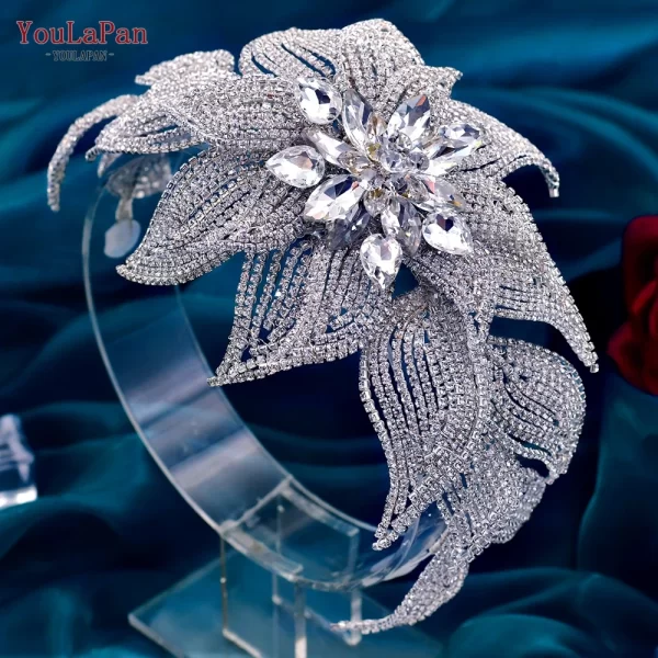 YouLaPan Luxurious Rhinestone Headbands for Hair Woman Silver Wedding Headpiece Bridal Headwear Bride Hair Accessries HP455 - Image 6