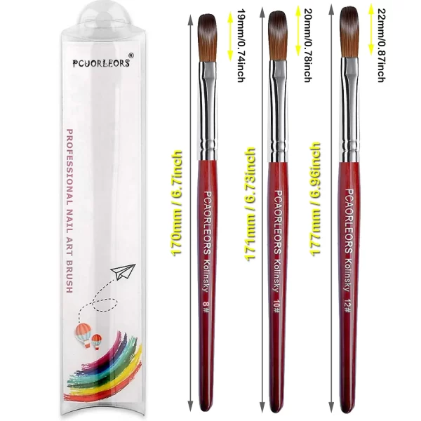 UsiDaer Kolinsky Nail Brush Acrylic with Red Round Wooden Handle and 100% Kolinsky Sable Hair for Crystal UV Gel Painting - Image 22