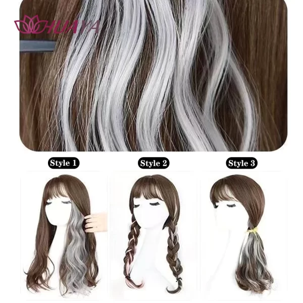 HUAYA Synthetic Long Curly Women Heat Resistant Clip In Hair Extension Hairpiece Gold Grey Purple Pink Red Colorful Extension - Image 3