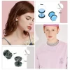 19 Pairs Stainless Steel Men Earrings Studs Ear Piercing Plugs Tunnel Screw Fake Gauges Earrings Flat Back Stud Earring Set - Image 5