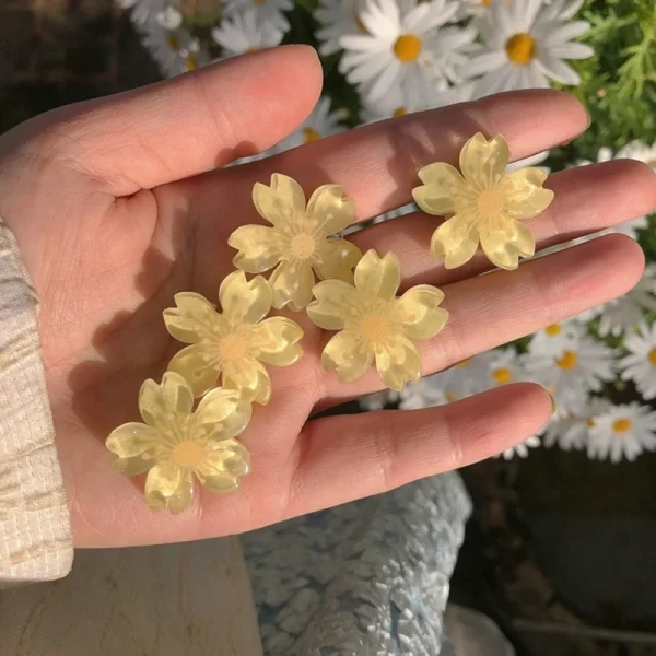 Fashion Cute Yellow Blue Flower Hair Clip Summer Children's Colorful Side Clip Elegant Camellia Headdress Women Hair Accessories - Image 10