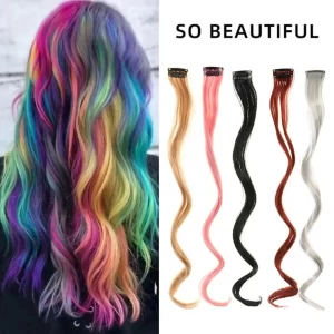 Women Curly Clip-in Hair Extension Natural High Temperature Fiber Ladies Hair Piece Colored Long Wavy Synthetic Hairpiece