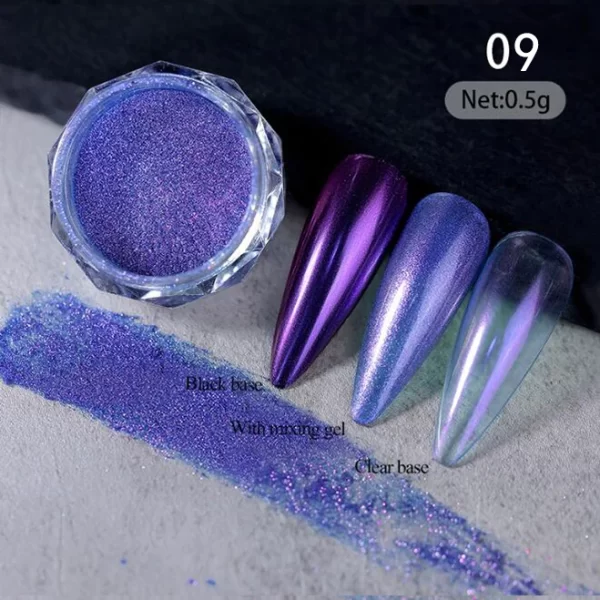 1jar Gradient Chrome Nail Powder Optical Neon Mirror Powder Metallic Mirror Effect Chameleon Pigment Glitter For DIY Manicure - Image 26