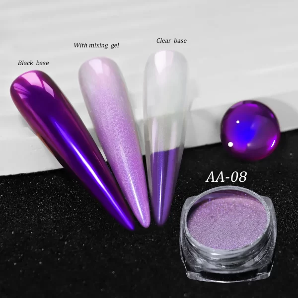 1jar Gradient Chrome Nail Powder Optical Neon Mirror Powder Metallic Mirror Effect Chameleon Pigment Glitter For DIY Manicure - Image 11