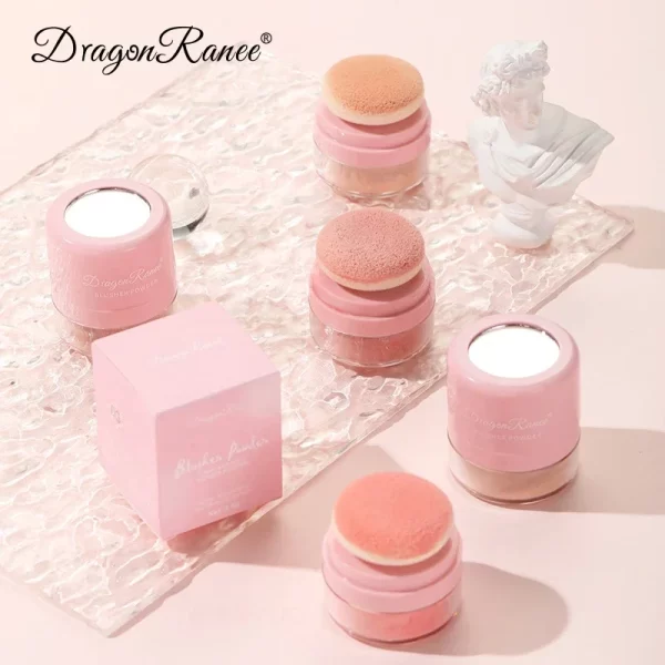 Cheek Tint Blusher Powder Lasting Natural Mineral Loose Powder Multi-purpose Peach Pink Rouge Pigments with Sponge Cosmetic Tool - Image 6