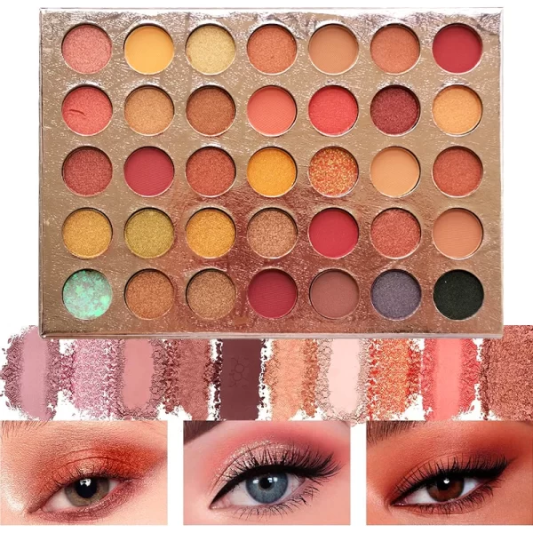35 Colors Super Cheap Professional Nude Eyeshadow Palette Multi Reflective Shimmer Matte Glitter Pressed Pearls Eye Shadow Makeu - Image 4