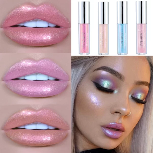 Handaiyan Lip Gloss Longlasting Glitter Lip Glaze Lipstick Liquid Waterproof Moisturize Luminous Shimmer Shiny Lipgloss Makeup - Image 2