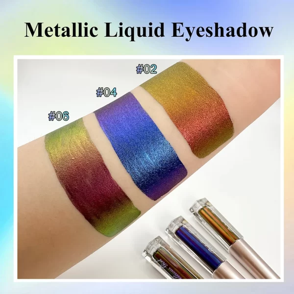 3 Pcs Metal Liquid Chameleon Eye Shadow, Multi-Dimensional Eye Makeup Durable Holographic Flash Multi-color Eye Shadow Cosmetics - Image 6