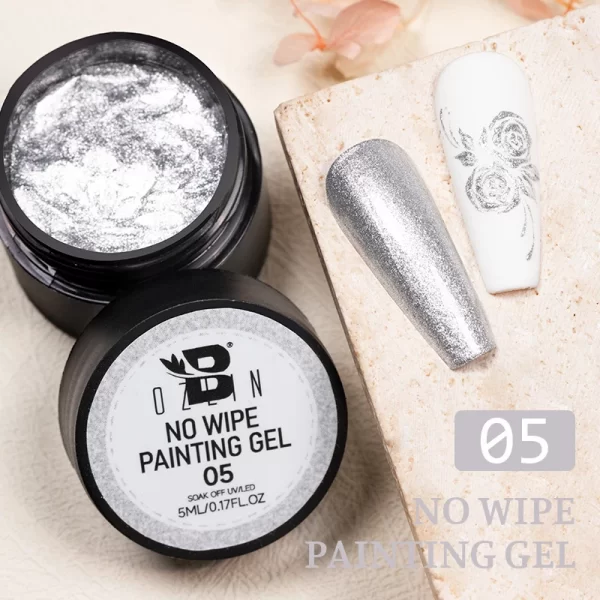 BOZLIN 5ml 4 In 1 No Wipe Painting Gel Varnish Black White Color Painting Liner Nail Art Glitter UV Gel Top Coat Manicure Polish - Image 10