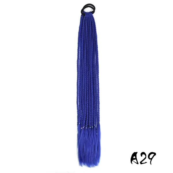 Synthetic Colored Braided Ponytail Hair Extension 60CM Elastic Rubber Band Braiding Ponytail Hair Extensions For Girls - Image 13