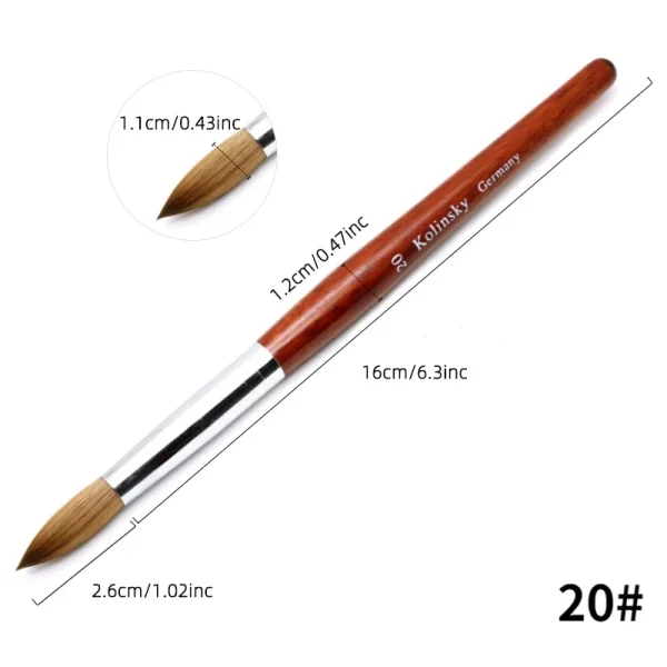 Kolinsky Hair Nail Brush Good Quality Nail Art Mink Brush Wood Handle Gel Nail Builder Manicure Brush Drawing Tools Size 8-24 - Image 8