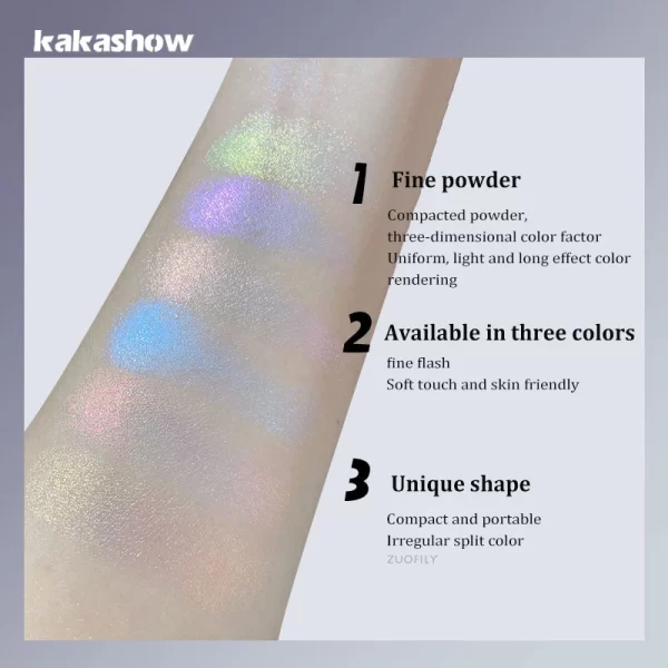 Aurora Purple High Gloss Two-color Highlighters Palette Makeup 3D Face Brighten Contour Shimmer Shadow Powder Body Illuminator - Image 5