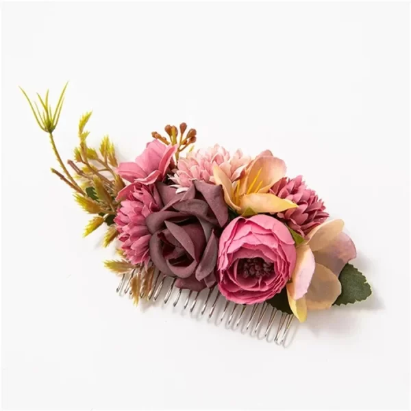 2024new Brides Wedding Flower Hair Comb Hairpin Bridesmaid Headdress Hair Combs Hair Accessories for Women Girls Floral Hairpins - Image 2