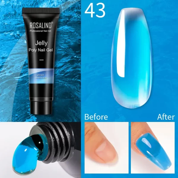 ROSALIND Colorful 15ml Poly Nail Gel Semi Permanent Acrylic Liquid Fast Extension Nail Gel Build Cured with UV/LED Lamp - Image 32