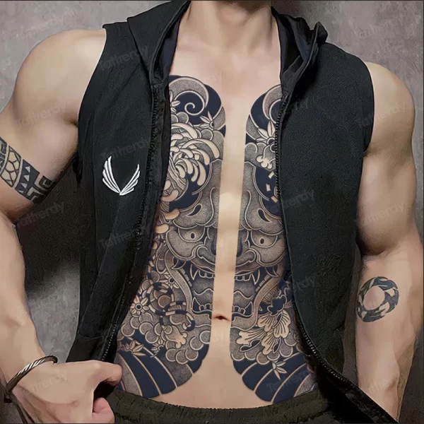 Full Back Chest Herbal Juice Ink Semi-permanent Tattoo Stickers 7-15 Days Long Lasting Temporary Fake Tattoo Totem Men Adult - Image 4