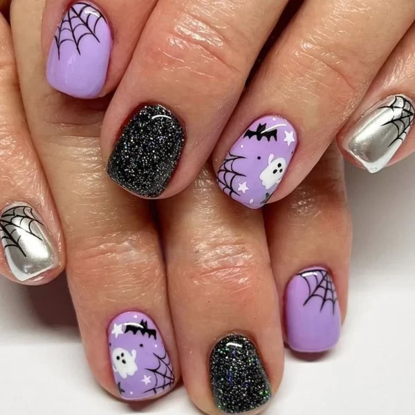 Red Spider Printed False Nails Halloween Nail Art Decor Press on Nails for Girl Gifts Short Round Cool y2k Style Fake Nail Tips - Image 39