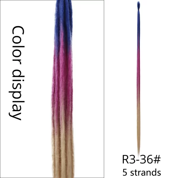 5strands Dreadlocks Hair Extensions Synthetic Faux Locs Crochet Hair Braids Hip-hop Knotless Hook Ombre Braiding African Tribe - Image 14