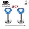 2/10PCS G23 Titanium Piercing Jewelry Ear Cartilage Tragus Heart Flat Back Stud Earrings 16G CZ Internal Thread Labret Lip Ring - Image 21
