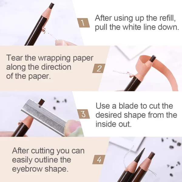 5pcs Eyebrow Pencil Permanent Makeup Eyebrow Enhancers Cosmetic Waterproof Microblading Pen Tint Eye Brow Pencil Marker Tools - Image 2