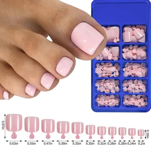 100Pcs/Box Short Square Fake Toenails Solid Color Acrylic Foot Nail Art Tip Press On Full-Cover Toenails Toe Extension Tools - Image 2