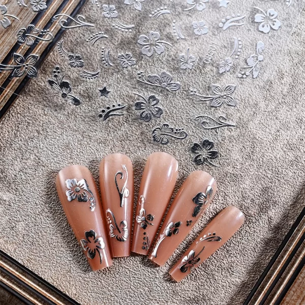 1pc 3D Hibiscus Flowers Nail Sticker White Black Flower Petals Adhesive Decals Pink Golden Floral Slider For Nail Art Decoration - Image 11