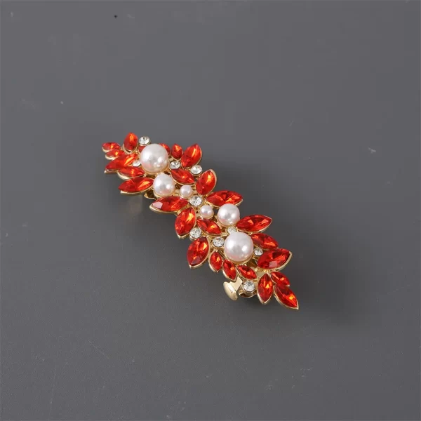 Luxury Rhinestones Faux Pearl Spring Clip Women Elegant Crystal Leaf Flower Hairpins For Bridal Wedding Headdress Accessories - Image 13