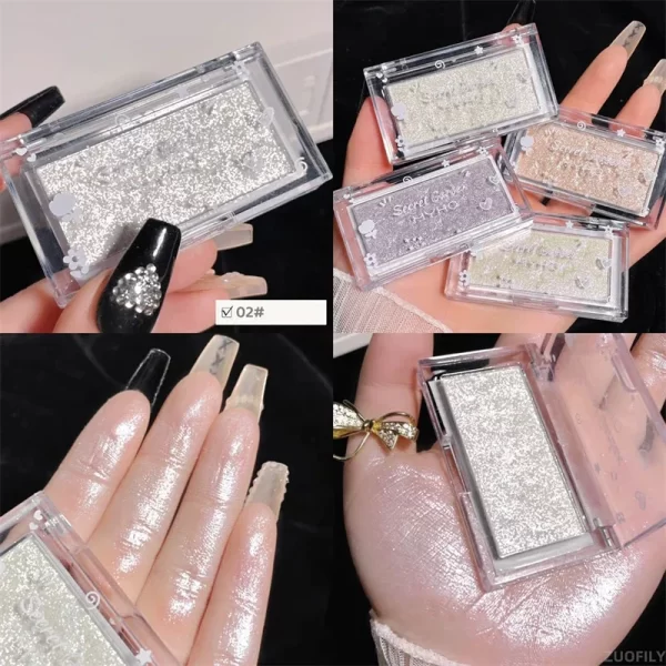 Highlighter Mashed Potato Texture Diamond Highlighter Powder Not Dry Glitter Face Contour Shimmer Illuminator Makeup Cosmetics - Image 10