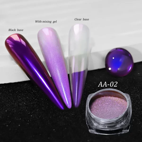 1jar Gradient Chrome Nail Powder Optical Neon Mirror Powder Metallic Mirror Effect Chameleon Pigment Glitter For DIY Manicure - Image 13