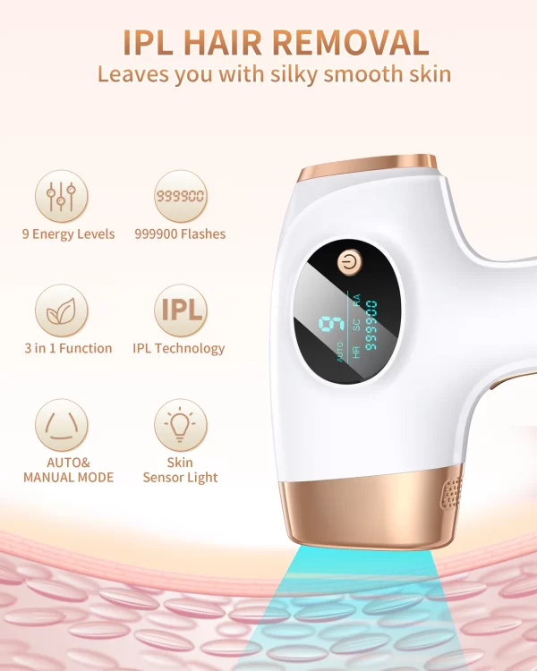 IPL Hair Removal Laser 999999 Flashes 3 in 1 Permanent Painless Epilator Whole Body Treament at Home Hair Remover For Men Women - Image 5