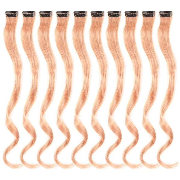 Clip in Hair Extensions,10Pcs/Pack Colored Curly Wave Hair Extensions Party Highlights Long Curly Synthetic Hairpieces for Women - Image 21