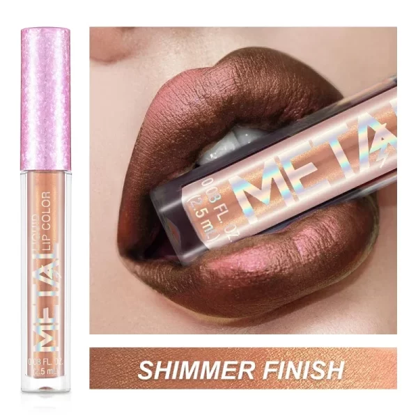 Glitter Metallic Liquid Lipstick Waterproof Shiny Shimmer Metal Lip Gloss Tint Non-Stick Cup Lipgloss Long Lasting Makeup Beauty - Image 8