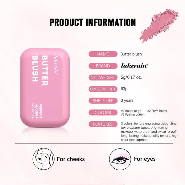 Butter Blush Single Color Matte Natural Cheek Tint Waterproof Face Contouring Cosmetics Blush Powder Face Soft Female Makeup - Image 6