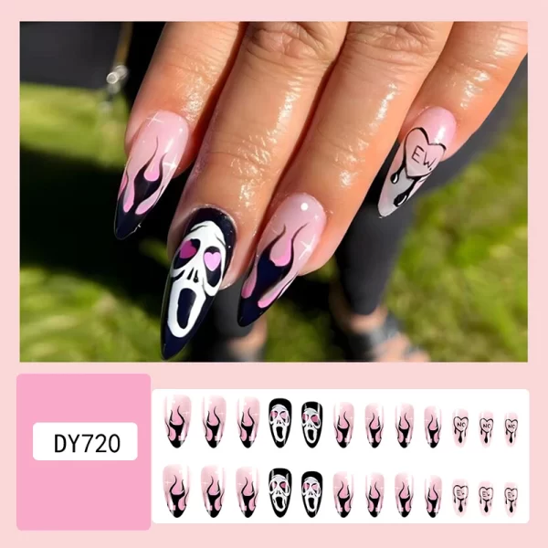 Halloween Acrylic Press On Nails Almond Shape Fake Nails Short Full Cover Glue On Nails Halloween Stick On Nails Cute Ghost Pump - Image 14