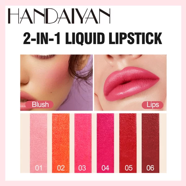 Fruit Juice Lip Tint Non-stick Cup Liquid Lipstick and Blush 2 In1 Waterproof Long Lasting Water Lip Stain Lips&cheek Makeup 1pc - Image 5