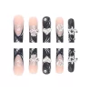 24PCS/1BOX Black French Wearing Sweet and Cool Nail Patch Glitter Love Stars in Europe and America Dark Department Fake Nail - Image 3