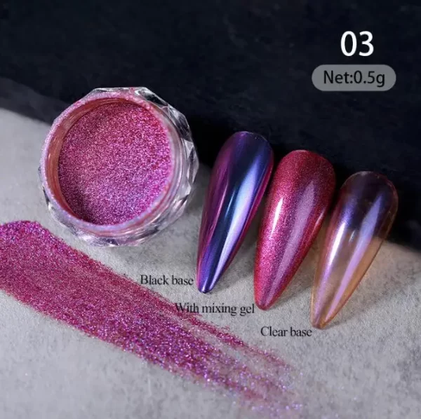 1jar Gradient Chrome Nail Powder Optical Neon Mirror Powder Metallic Mirror Effect Chameleon Pigment Glitter For DIY Manicure - Image 18