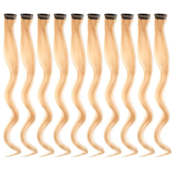 Clip in Hair Extensions,10Pcs/Pack Colored Curly Wave Hair Extensions Party Highlights Long Curly Synthetic Hairpieces for Women - Image 24