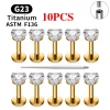 2/10PCS G23 Titanium Piercing Jewelry Ear Cartilage Tragus Heart Flat Back Stud Earrings 16G CZ Internal Thread Labret Lip Ring - Image 13