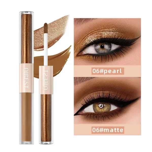 Double-head Matte Shimmer Liquid Eyeshadow Glitter Eye Makeup Pearlescent Lying Silkworm Shiny Natural Long-lasting Cosmetics - Image 12