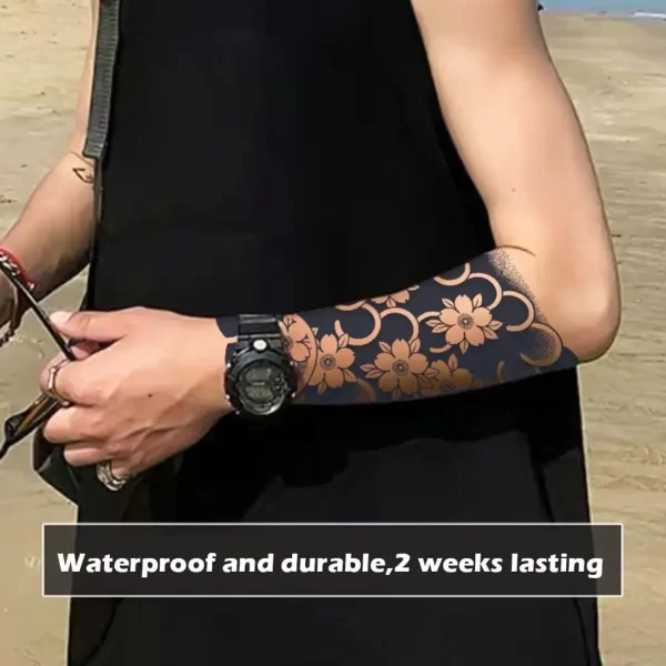 Snake Dark Semi-permanent Juice Herbal Tattoo Sticker Full Arm Gear Death Flower Leg Waterproof Fake Tatto Lasting Art Men Women - Image 4