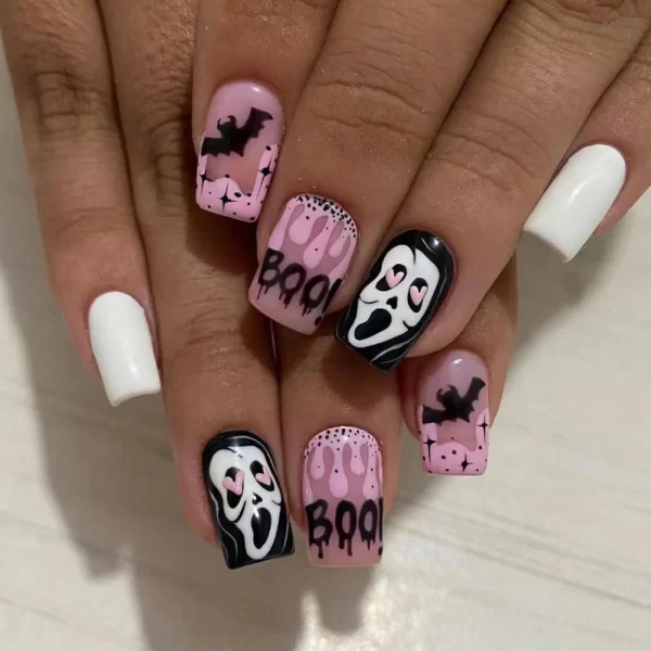 Red Spider Printed False Nails Halloween Nail Art Decor Press on Nails for Girl Gifts Short Round Cool y2k Style Fake Nail Tips - Image 21