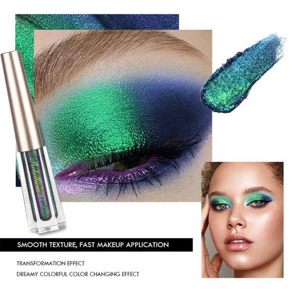 3 Pcs Metal Liquid Chameleon Eye Shadow, Multi-Dimensional Eye Makeup Durable Holographic Flash Multi-color Eye Shadow Cosmetics - Image 4