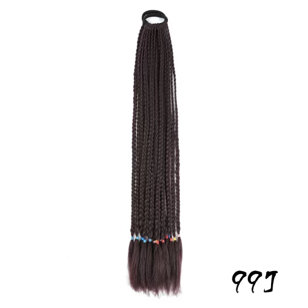 Synthetic Colored Braided Ponytail Hair Extension 60CM Elastic Rubber Band Braiding Ponytail Hair Extensions For Girls - Image 28