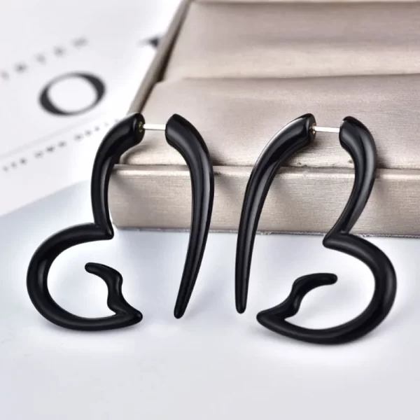 WKOUD Pair Black Acrylic Fake Cheater Twist Spiral Ear Taper Gauges Expanders Earring Tunnel Plugs Piercing Body Jewelry - Image 5
