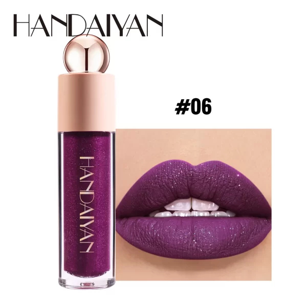 Handaiyan Matte glitter Waterproof Shimmer Lip Gloss Sexy Lipgloss Pigments Makeup Long Lasting Tinted Lip Glaze - Image 5