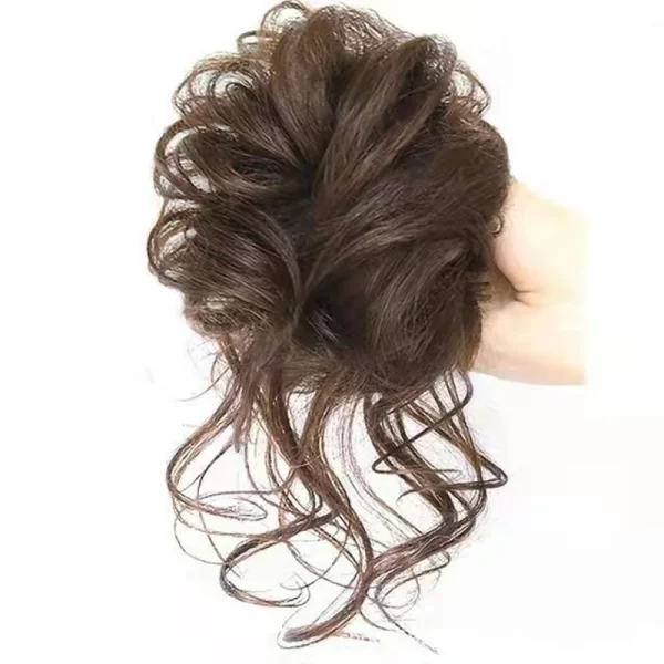 Messy Synthetic Hair Bun Scrunchy Donut Wavy Updo Elastic Scrunchie Wig Hair Rings Bridal Hairpiece Easy Bun Updos for Women - Image 7