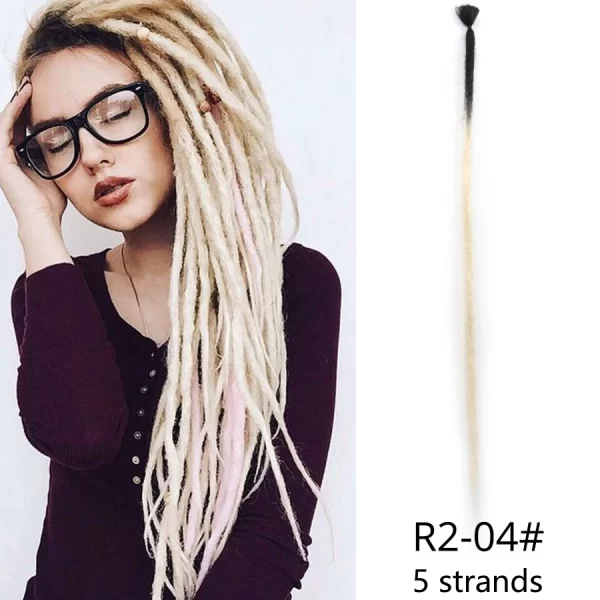 5strands Dreadlocks Hair Extensions Synthetic Faux Locs Crochet Hair Braids Hip-hop Knotless Hook Ombre Braiding African Tribe - Image 15