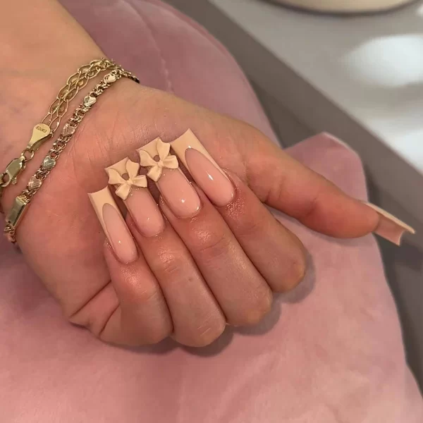 24Pcs/Set Super Long Square French Ballet Geometry AB Diamond Bow Decoration Full Coverage Wearable Fake Nail Press on Nail Art - Image 8